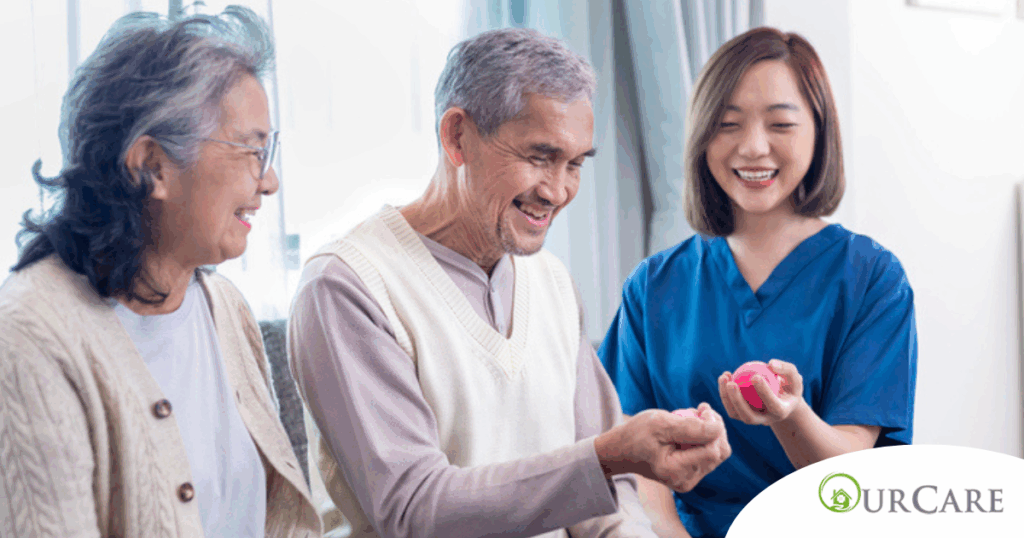 A caregiver provides home care services to manage arthritis.