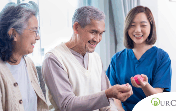 A caregiver provides home care services to manage arthritis.