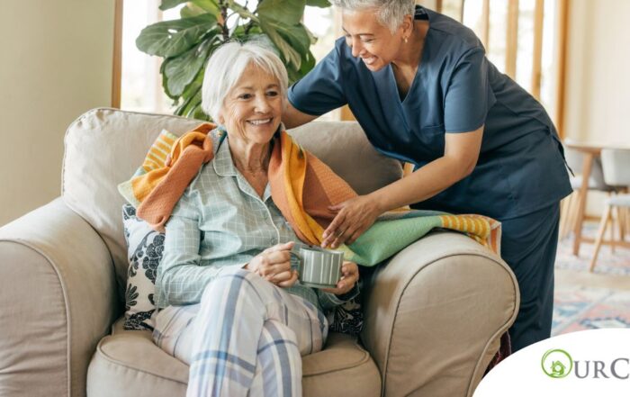 An aide provides home health care support for chronic conditions