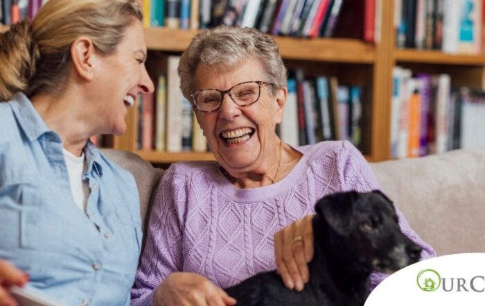 Through dementia care at home, a caregiver provides support to a senior.