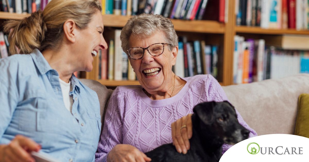 Through dementia care at home, a caregiver provides support to a senior.