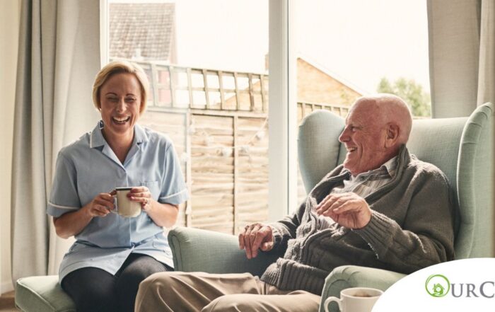 A caregiver provides Memory Care at Home to a senior